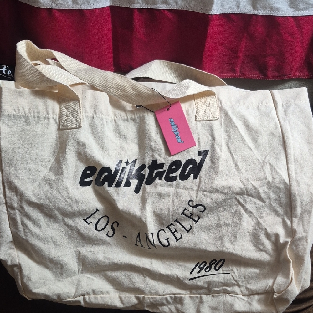 Edikted Cream and Black Tote Bag